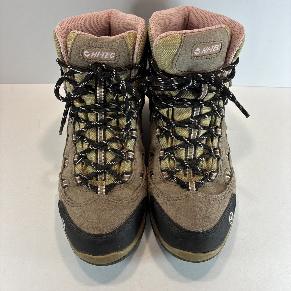 Women's Sz 8 M Shoe Boot Hi-Tec 24045 Waterproof Hiking Boots Tan/Blush EUC
